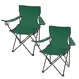 Parkland® Set van 2 opklapbare kampeerstoelen met bekerhouder en draagtas Groen