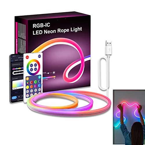 RGB LED-lichtstrips,RGB LED-stripverlichting Waterdicht | 10ft Neon Strip Light, Gaming Room Decor, IP68 Waterdicht, 180 LED Lamp Kralen Met Controller Qarido