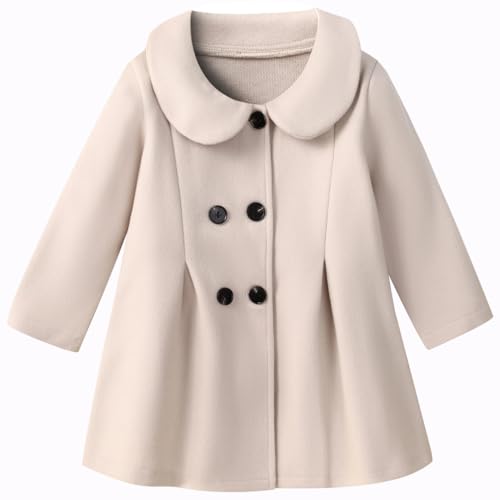 Image of METYOUEZE Toddler Baby Girl Clothes Jacket Coat Long Sleeve Double Breasted Trench Dress Coat Fall Outfit（Beige,2-3T）