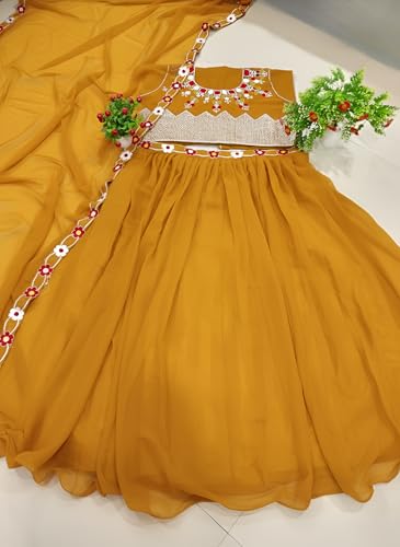 Image of Women's Sequins Thread Embroidered Georgette Semi Stitched Lehenga Choli With Dupatta (5124-Women-Lehenga-Choli-Latest)