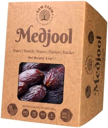Raw Farm - Natürliche frische Medjool Datteln mit Stein, ausgewählte große Größen 1kg