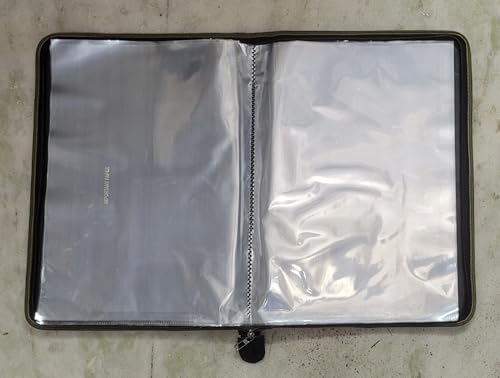 Image of Filemate Executive A3 Zippered Document Portfolio Bag - Faux Crocodile Rexine File Folder with 20 Clear Sleeves, Internal Pockets, and Zipper - Organizer for Artists, Architects & Professionals