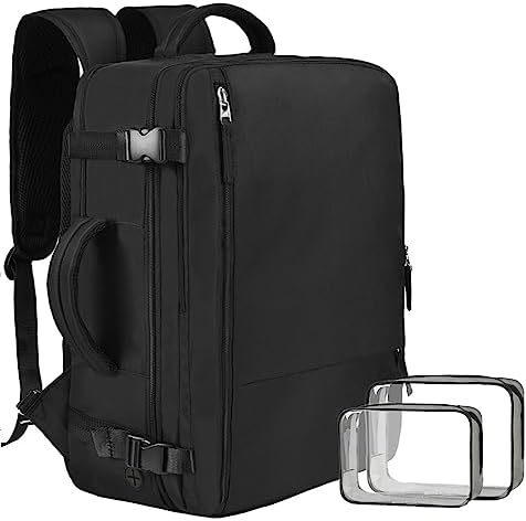 Beraliy Travel Backpack for Men Women, Carry On Backpack,15.6 Inch Laptop Backpack, Waterproof Outdoor Sports Hiking Rucksack Casual Daypack College Bag, Black