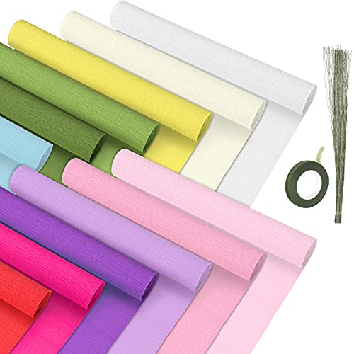 Papier crépon banderole en 12 couleurs avec fil floral pour fête
