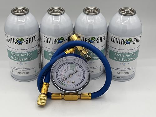 Arctic Air for R22 Systems 4 Cans and Brass Gauge Envirosafe