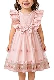 Happy Cherry Baby Mädchen Kleid Ärmellos Schmetterling Prinzessin Tüllkleid Kleinkind Mädchen Blumenmädchenkleider Hochzeit Geburtstag Partykleid 12-18 Monate