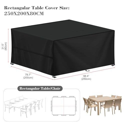 LAMUNI Pokrowce na meble ogrodowe, 250 x 200 x 80 cm pokrycie stołu na zewnątrz ręcznik do ogrodu, anty-UV pokrowiec na sofę na zewnątrz Wodoodporny ręcznik na sofę ogrodową, prostokątny