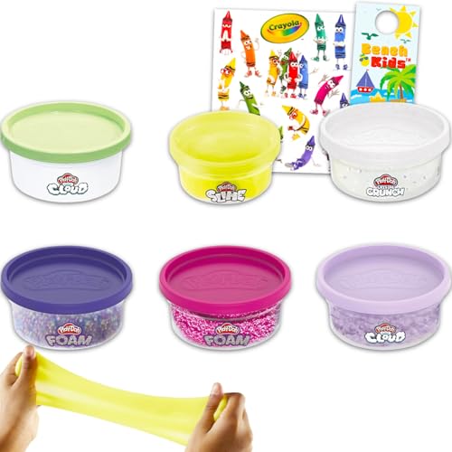 Play Doh �e�N�X�`���[�X���C�� �o���G�e�B 6�p�b�N - �Z���T���[�g�C�o���h�� 6��Play-Doh�̍���t���X���C���ƃX�C�J�̉_�A�R�R�i�b�c�N���X�^���N�����`�A�X�g���x���[�t�H�[���Ȃ� | ASMR Tactile Toy �o���G�e�B�e�N�X