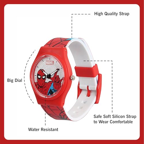 Image of Marvel Spider Man Kids Analog Wrist Watch for Boys | Soft Silicone Strap | Lightweight Comfortable Watch for Children | Adjustable Buckle Casual Daily Wear Watch for Kids