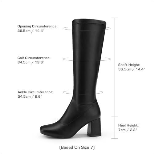 DREAM PAIRS Women's Gogo Boots Square Toe Chunky Wide Calf Knee High Boots For Women,Size 6.5,Black/Pu,SDKB2231W