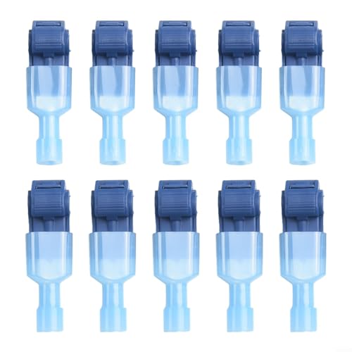 MIKMLYZE Kit de conector de estación de acoplamiento de cable de límite para instalaciones de robot cortacésped, 25 conectores de empalme rápido con 25 terminales de pala macho, latón de PVC (azul)