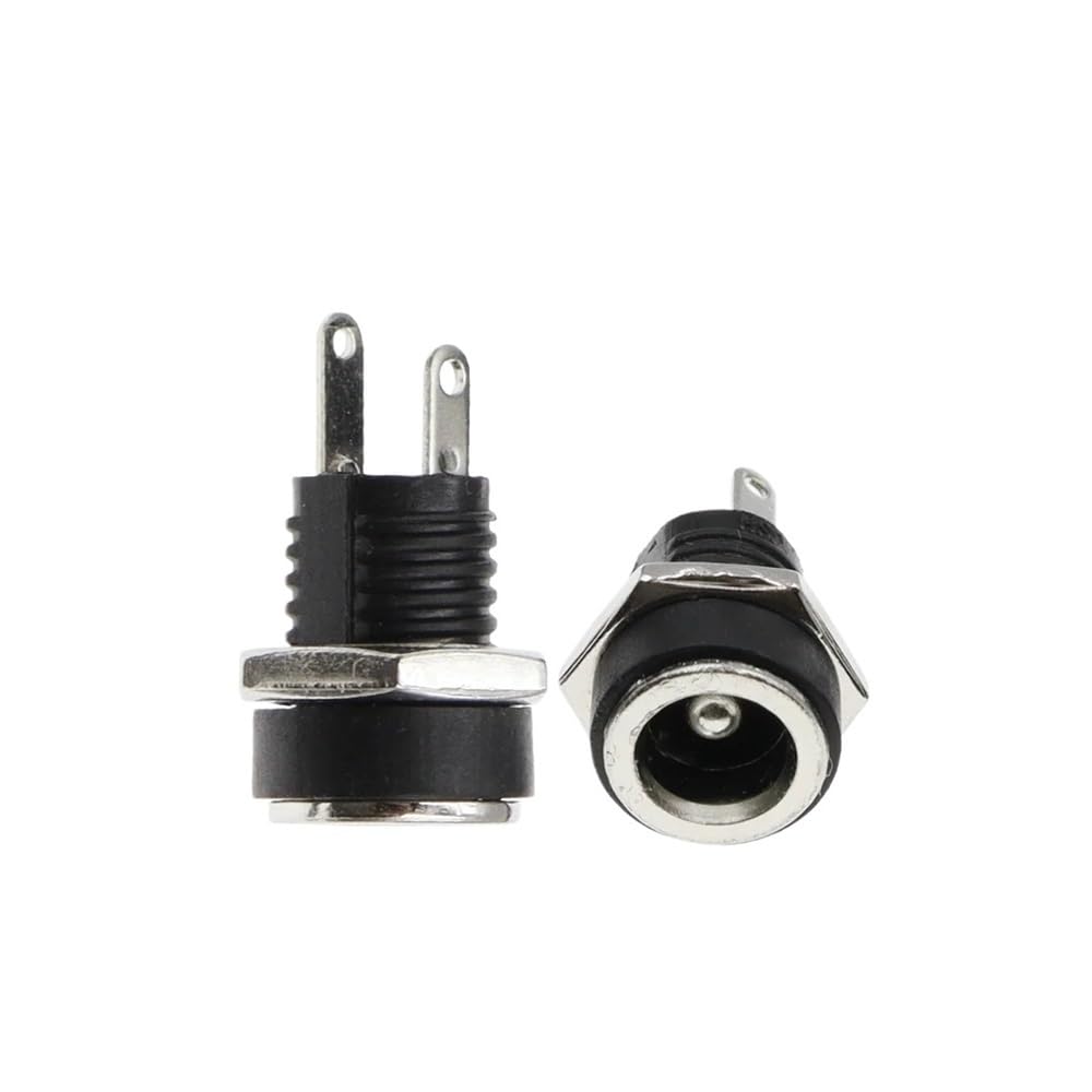 IDGTTLDF 10pc 5.5X2.1MM DC Power Jack Socket Supply Female Panel Connector 2 Terminal Type