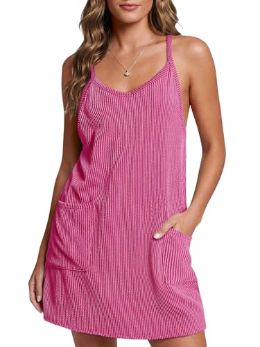 Image of Fisoew Womens Tennis Athletic Dress Mini Romper Dress with Built in Shorts Summer Vacation Outfits
