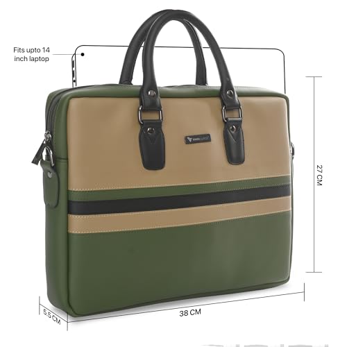 Image of Vaku Luxos MILAN 14 Inch Laptop Bag Leather Collection Messenger Organizer Shoulder Sling Office Bag for Men & Women With Adjustable Strap for Laptop and MacBook up to 14 inch