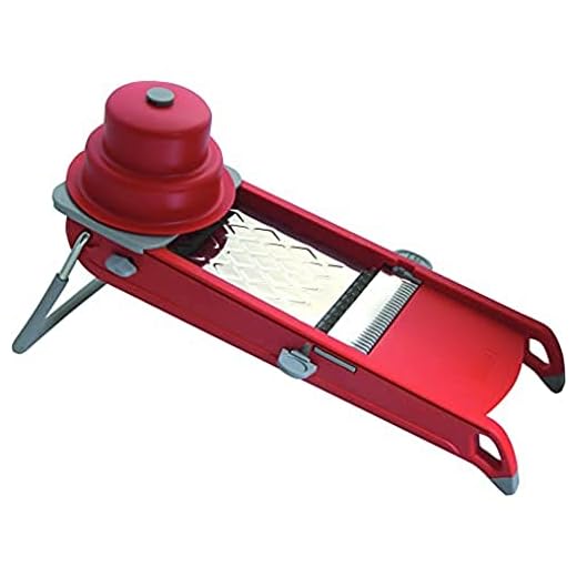 De Buyer 2015.40 Mandoline Swing dubbelt blad och tryckare, röd