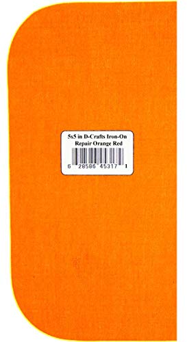 Iron-On 2 Orange Red Canvas Repair Patches 5 x 5 inch, Compare to Bondex
