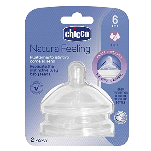 Chicco Tétine Silicone Natural Feeling Flux Rapide Bout Allongé x 2 6 Mois+