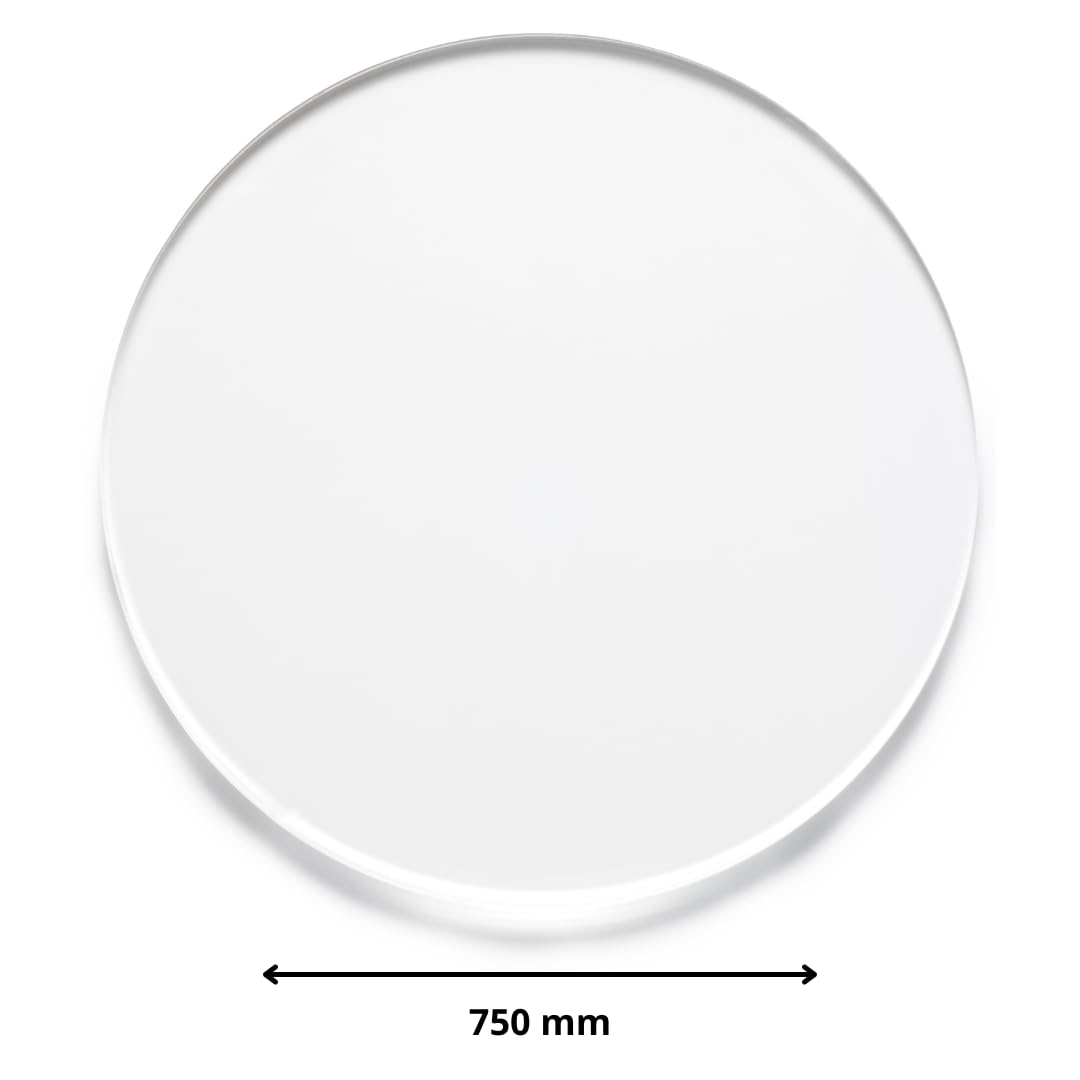 Rond Plastique Transparent 75 cm. Epaisseur 4mm.Plaque Ronde Acrylique Transparent. Disque Verre Acrylique. Cercle Verre Plastique Rigide.