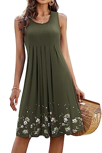 Image of KILIG Women Soft Casual Beach Sundress Floral Pleated Vintage Tank Dress 2026
