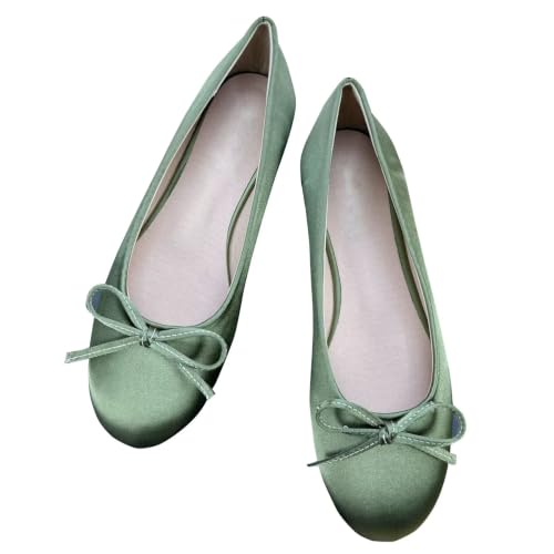 Image of TN TANGNEST Women's Velvet Flats Round Toe Ballet Shoes | Elegant Bowknot Flats Comfortable Casual Slip On Flats for Work