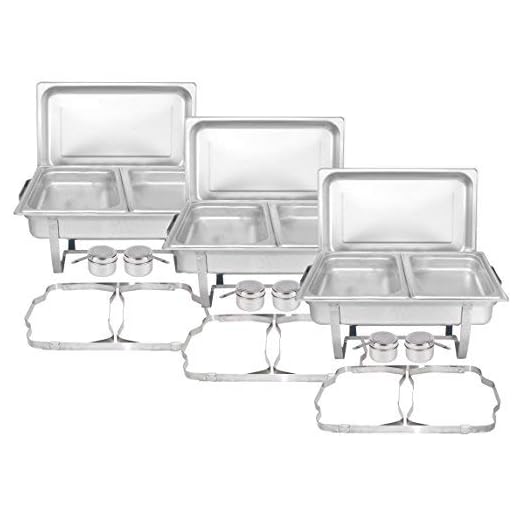 TigerChef Chafing Dish Buffet Set - Chaffing Dishes Stainless Steel - 3 Sets of Chafers and Buffet Warmer Sets with Half Size Steam Pans and Folding Frame- Food Warmers for Parties Buffets