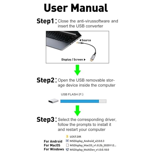 USB to HDMI Adapter Cable 6 FT, Unidirectional USB-A 3.0 to HDMI HD Audio Video, Real 2K/1080P@60Hz, for TV, Projector, Monitor, ONLY Support Windows 11/10/8/8.1/7, Mac OS, Need to Install Driver - Thumbnail 2