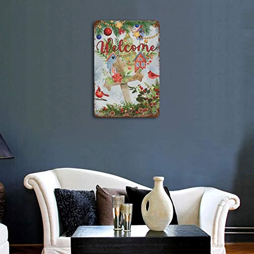 Wodevor Cross Cardinals Bird Metal Sign Personalized Metal Signs For Outdoors Welcome Winter Aluminum Metal Sign Hanging Wall Plaque Kitchen 8X12 Inch #TOP3