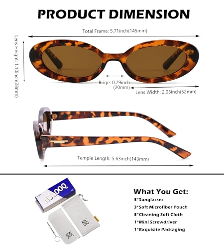 NULOOQ Retro Tiny Oval Sunglasses for Women 90s Vintage Shades Small Face Narrow Style4