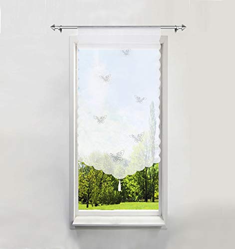 1Pièce Rideau Voilage Brise-bise en Polyester Papillons Découpage Laser Rideaux Courts Décoration de Fenêtre Chambre / Salle de Bain / Café / Cuisine (LxH/40x60cm) Cover