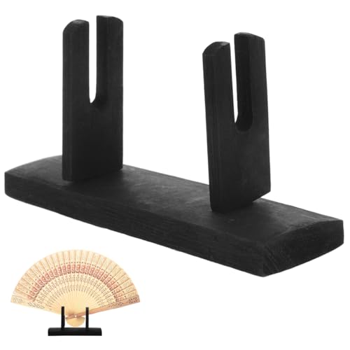 FOMIYES Japanese Folding Fan Display Stand, Black Plastic Handy Fan Holder for Home, Office, Art Gallery, Bedroom, Corridor, 4.33 X 2.36 X 1.37 Inch