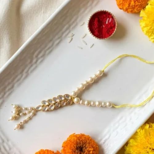 Image of I Jewels Designer Pearl Lumba Rakshabandhan Bracelet For Bhabhi /Sister