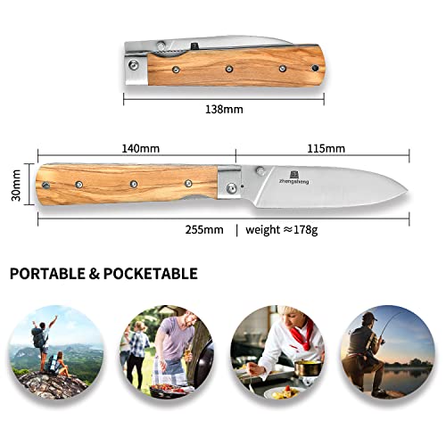 ZhengSheng-45-Folding-Utility-Knife-440A-Stainless-Steel-Blade-Natural-Olive-Handle-Pocket-Foldable-Fruit-knife-peeling-knife-for-Outdoor-Camping-Activities