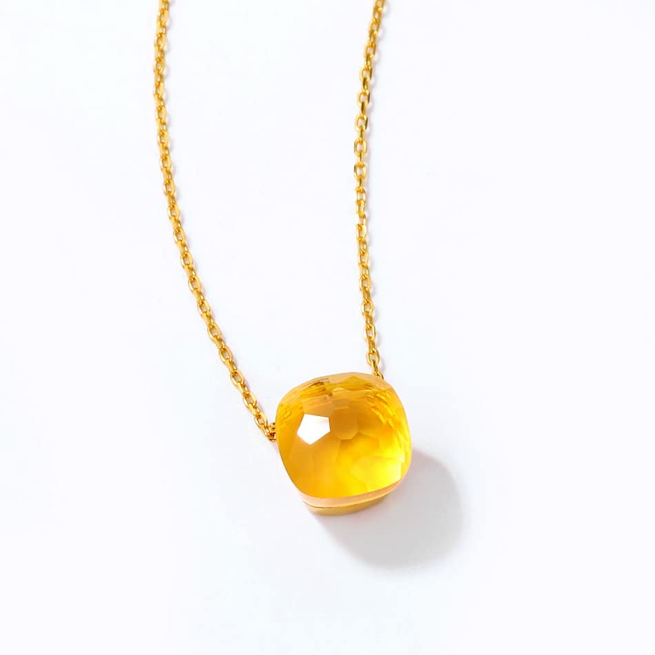 ZHSHYS Collar con Colgante de Cristal de 10x10mm para Mujer, Estilo Azul, Verde, Amarillo, Amatista Colorida, joyería de Citrino