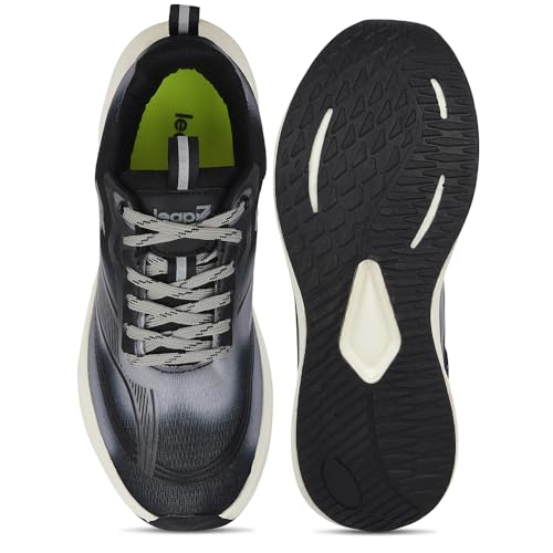 Image of Liberty Leap7x BESTIO-1E Lacing Sports Running Shoes for Men - Grey & Dark Grey | Comfortable and Durable Lace-Up Closure - Suitable for Lacing Walking, Gym, Jogging Shoes for Gents, Cushioned Footbed