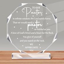 Kosiz 1 Pcs Fathers Day Pastor Appreciation Gifts for Men Thank You Gift Acrylic Keepsake Christian Plaque for Man of God Pastor Religious Church Tabletop Decor