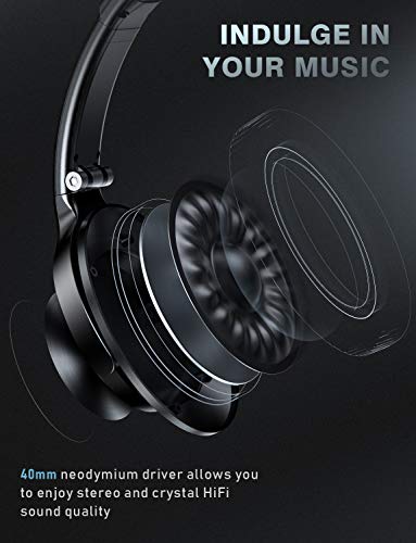 Vogek Over Ear Wired Headphones with Microphone and Noise Isolating, Folding Lightweight Headsets with Deep Bass and Tangle-Free Cord for Cellphones Smartphones Laptop Computer Chromebook, Black - Thumbnail 4