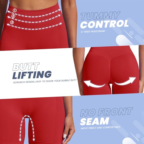 Image of CAMPSNAIL Workout Biker Shorts Women - 3 inch /5 inch /8 inch High Waisted Tummy Control Spandex Booty Volleyball Shorts for Yoga Dance Red