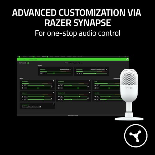 Image of Razer Seiren V3 Mini USB Microphone: Condenser Mic - Supercardioid Pickup Pattern - Tap-to-Mute Sensor with LED Indicator - Shock Absorber - Ultra Compact - PC, Discord, OBS Studio, XSplit - White