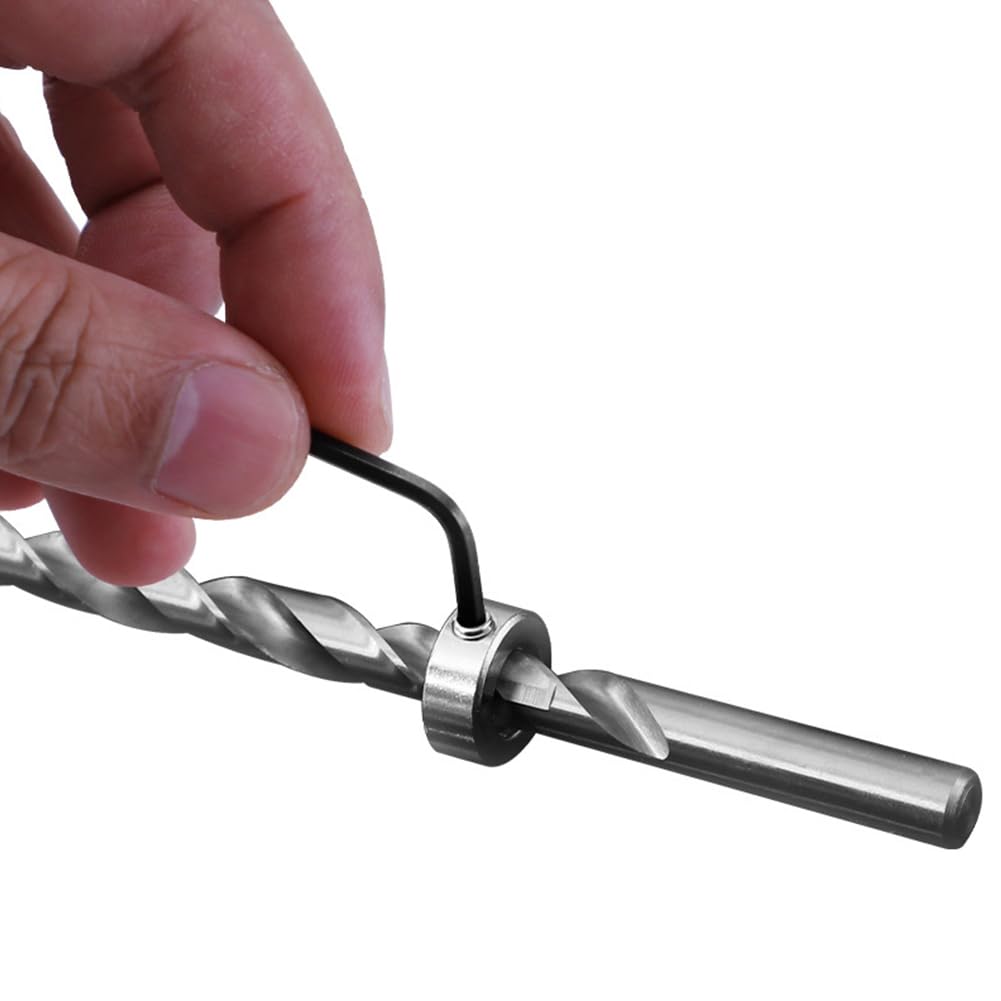 Stop di Profondità Trapano, Anello Posizionatore Trapano, Set di Arresti di Profondità, Limitatore Profondita Trapano, 8 Pezzi (3/4/5/6/8/10/12/16 mm), con Chiave Esagonale