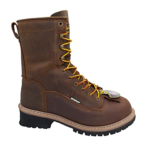Ad Tec Men's 1020 Brown Waterproof Crazy Horse Leather Logger Work Boots | Safety Toe, Goodyear Welt Construction, Electrical Hazard Outsole, Oil Resistant Lug Sole2