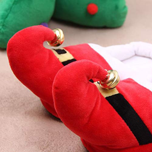 Happyyami 1Pair Christmas Plush Warm Slippers Non-slip for Adults and Boy Girl Winter Holiday Footwear Comfortable Indoor Use3