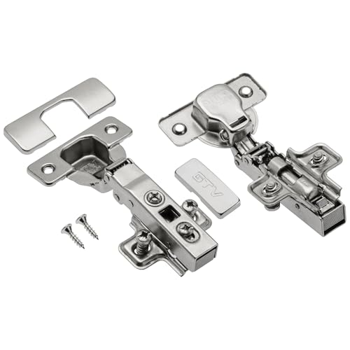 GTV Bisagra Hidráulica ECHC3D con Cierre Suave, Ajuste 3D Excéntrico, Montaje Clip-On, 80.000 Ciclos, Acero Niquelado, para Puertas de Muebles de Cocina y Armario