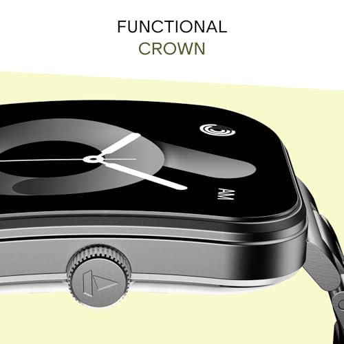Image of boAt Wave Sigma 3 Curv Smartwatch with 2.01 inch (5.33 cm) Immersive Curved Display, Metallic Finish, Functional Crown, BT Calling, Sleep, Stress, Heart Rate & SpO2 Monitoring, SOS, IP68 (Black Steel)