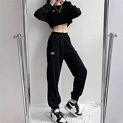 Women’s Solid Color Crewneck Sweatshirt Set Long Sleeve Loose Pullover Sweatsuit Bib Overalls Women Insulated #TOP1