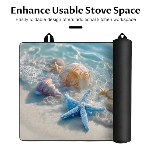 Image of BVBOX 28.5 inch x 20.5 inch Stove Top Cover Mat for Electric Stove, Non-Slip Stove Cooktop Countertop Protector Cover Pad Washable Absorbent for Kitchen Home Decoration (Starfish Shell, 28.5 inch*20.5 inch)