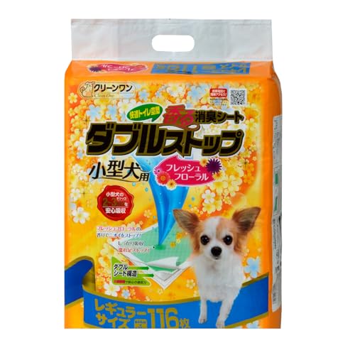 クリーンワン香る消臭シートダブルストップ小型犬用レギュラー ペットシーツ 116枚×4袋