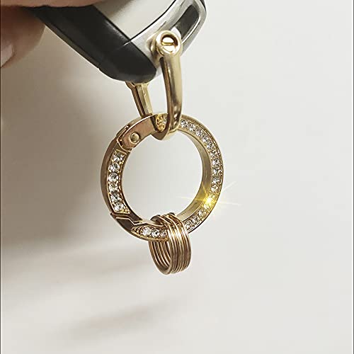Crystal Car Keychains For Women Girl Sparkly Rhinestones Key Chain Circle Decorative Key Ring Key Hook System Universal Car Bling Accessories Key Fob With 3 Group Rings #TOP4