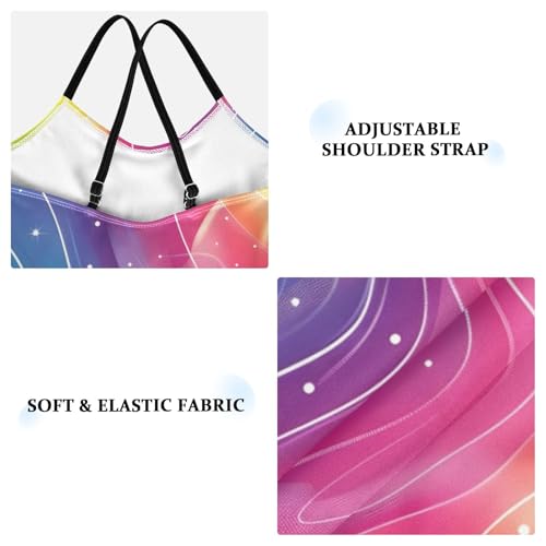 Bolaz Girls Swimsuits One-Piece Bathing Suits Multicolor Kids Sport Summer Beach Swimwear for 3-10 Years Old-Rainbow Pattern Cartoon Sticker Hand-Painted Illustration Aurora Glow 2D3