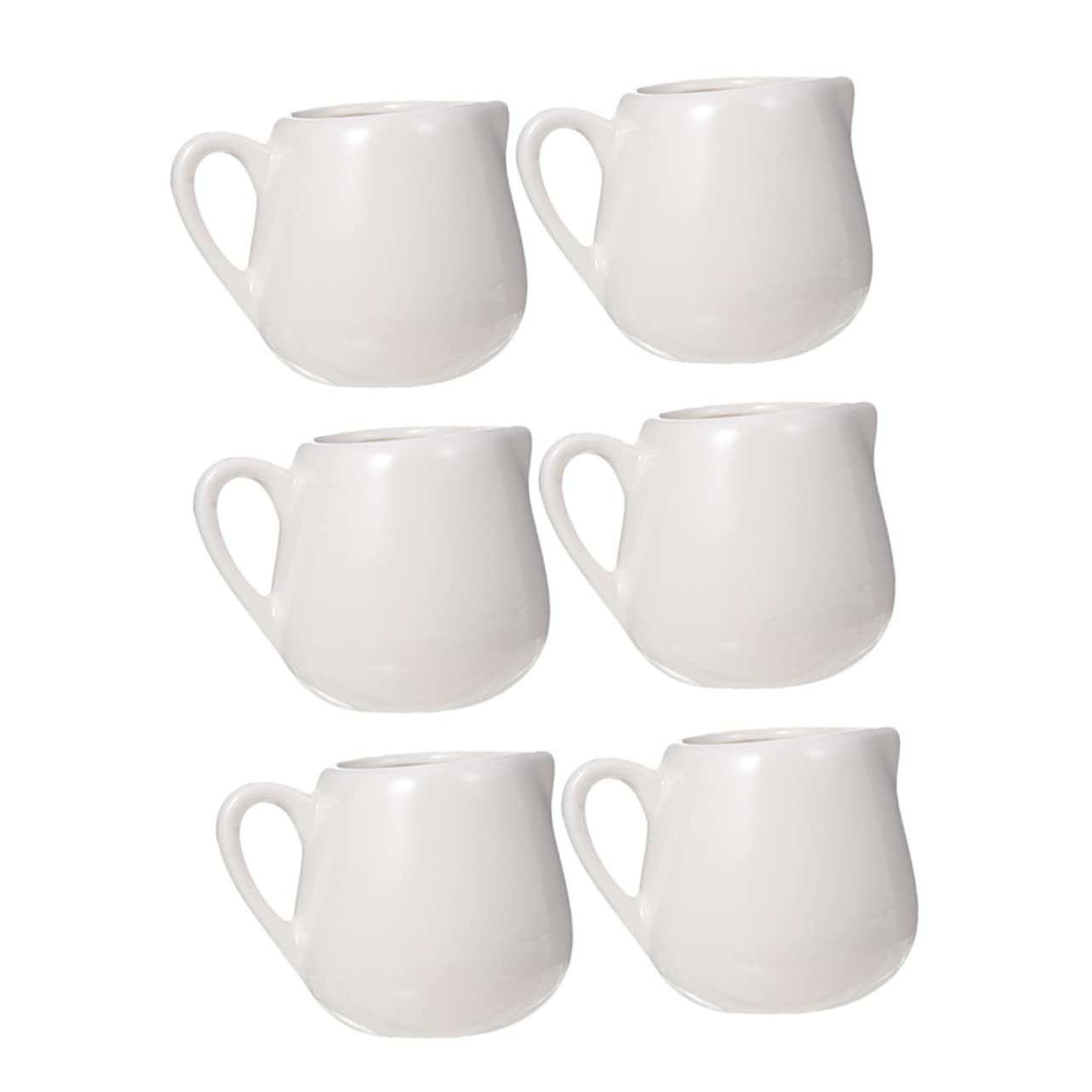 Sosoport Set 6 Pezzi Brocche da Salsa in Ceramica Bianca Manico Confortevole Design Semplice ed Elegante per Tavola da Pranzo e Regali per Nuove Case