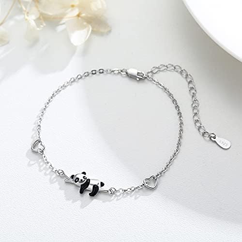 Animal Women's Bracelet 925 Silver Adjustable Lucky Panda Elephants Cat Cow Dolphin Bracelets Anklet for Girl Kids Daughter Friends